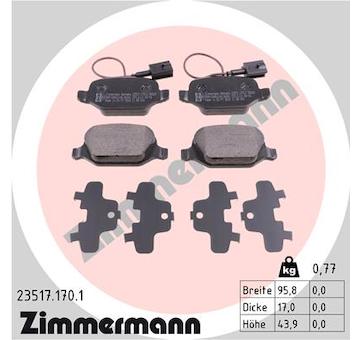 Sada brzdových destiček, kotoučová brzda ZIMMERMANN 23517.170.1