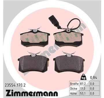 Sada brzdových destiček, kotoučová brzda ZIMMERMANN 23554.170.2