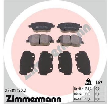 Sada brzdových destiček, kotoučová brzda ZIMMERMANN 23581.190.2