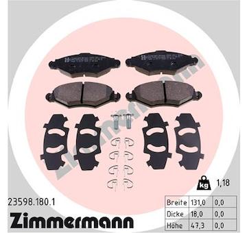 Sada brzdových destiček, kotoučová brzda ZIMMERMANN 23598.180.1