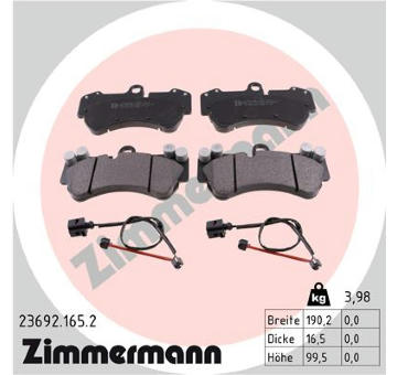 Sada brzdových destiček, kotoučová brzda ZIMMERMANN 23692.165.2