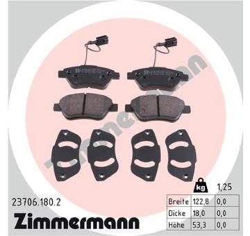 Sada brzdových destiček, kotoučová brzda ZIMMERMANN 23706.180.2