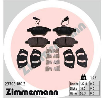 Sada brzdových platničiek kotúčovej brzdy ZIMMERMANN 23706.180.3