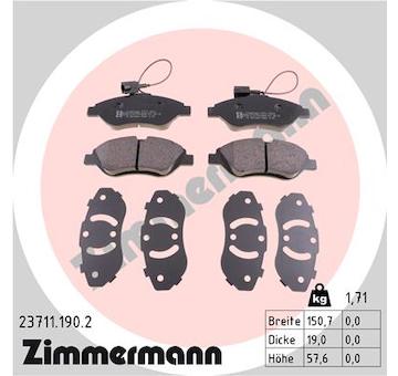 Sada brzdových destiček, kotoučová brzda ZIMMERMANN 23711.190.2