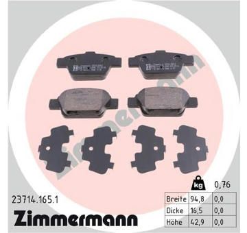 Sada brzdových destiček, kotoučová brzda ZIMMERMANN 23714.165.1