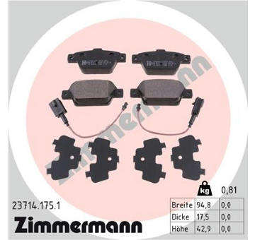 Sada brzdových destiček, kotoučová brzda ZIMMERMANN 23714.175.1