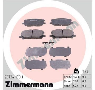 Sada brzdových destiček, kotoučová brzda ZIMMERMANN 23734.170.1