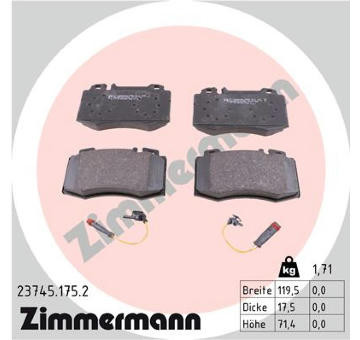 Sada brzdových destiček, kotoučová brzda ZIMMERMANN 23745.175.2