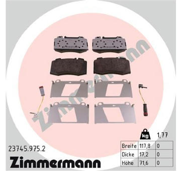 Sada brzdových destiček, kotoučová brzda ZIMMERMANN 23745.975.2