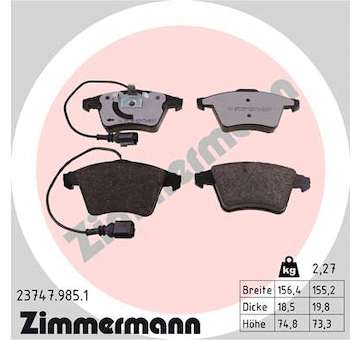 Sada brzdových destiček, kotoučová brzda ZIMMERMANN 23747.985.1