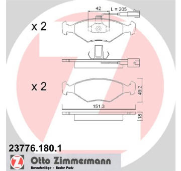 Sada brzdových destiček, kotoučová brzda ZIMMERMANN 23776.180.1