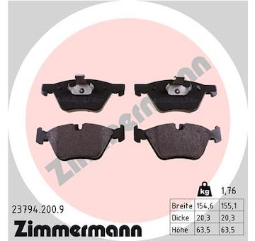 Sada brzdových destiček, kotoučová brzda ZIMMERMANN 23794.200.9