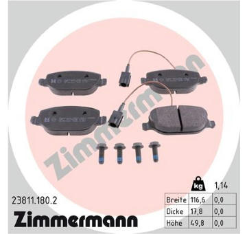 Sada brzdových destiček, kotoučová brzda ZIMMERMANN 23811.180.2