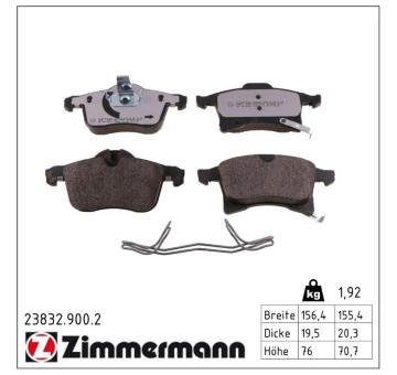 Sada brzdových destiček, kotoučová brzda ZIMMERMANN 23832.900.2