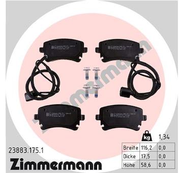 Sada brzdových destiček, kotoučová brzda ZIMMERMANN 23883.175.1