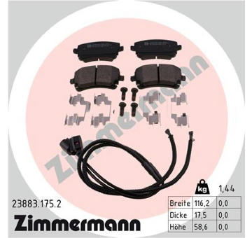 Sada brzdových destiček, kotoučová brzda ZIMMERMANN 23883.175.2