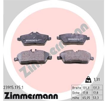 Sada brzdových destiček, kotoučová brzda ZIMMERMANN 23915.175.1