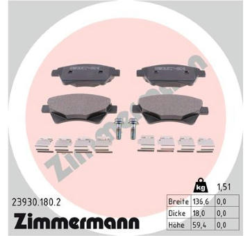 Sada brzdových destiček, kotoučová brzda ZIMMERMANN 23930.180.2