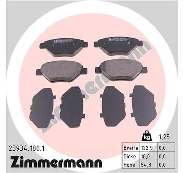 Sada brzdových destiček, kotoučová brzda ZIMMERMANN 23934.180.1