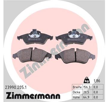 Sada brzdových destiček, kotoučová brzda ZIMMERMANN 23990.205.1