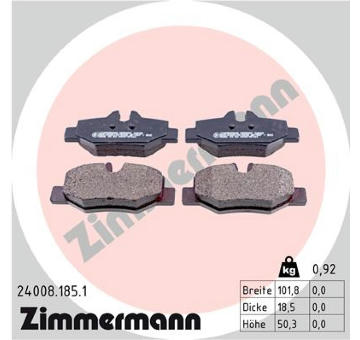 Sada brzdových destiček, kotoučová brzda ZIMMERMANN 24008.185.1