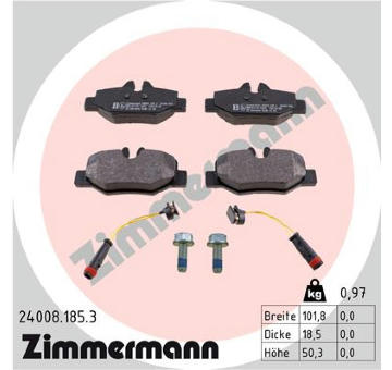 Sada brzdových destiček, kotoučová brzda ZIMMERMANN 24008.185.3