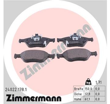 Sada brzdových destiček, kotoučová brzda ZIMMERMANN 24022.178.1