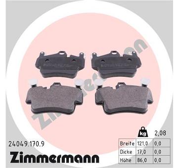 Sada brzdových destiček, kotoučová brzda ZIMMERMANN 24049.170.9