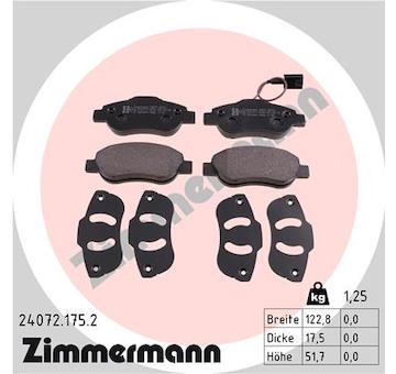 Sada brzdových destiček, kotoučová brzda ZIMMERMANN 24072.175.2