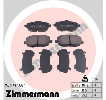 Sada brzdových destiček, kotoučová brzda ZIMMERMANN 24073.165.1