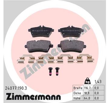 Sada brzdových destiček, kotoučová brzda ZIMMERMANN 24077.190.3