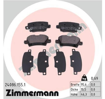 Sada brzdových destiček, kotoučová brzda ZIMMERMANN 24086.155.1