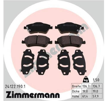 Sada brzdových destiček, kotoučová brzda ZIMMERMANN 24122.190.1