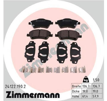 Sada brzdových destiček, kotoučová brzda ZIMMERMANN 24122.190.2