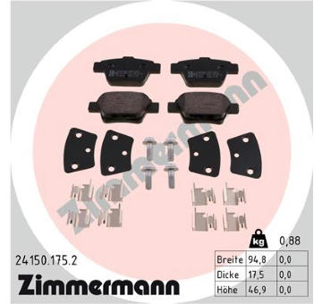 Sada brzdových destiček, kotoučová brzda ZIMMERMANN 24150.175.2