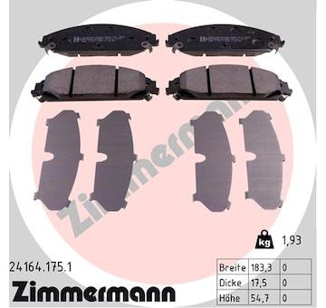 Sada brzdových destiček, kotoučová brzda ZIMMERMANN 24164.175.1