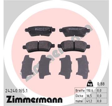 Sada brzdových destiček, kotoučová brzda ZIMMERMANN 24240.165.1