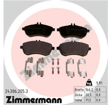 Sada brzdových destiček, kotoučová brzda ZIMMERMANN 24306.205.3