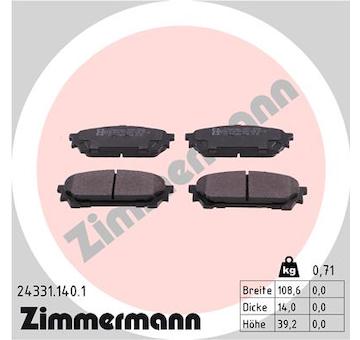 Sada brzdových destiček, kotoučová brzda ZIMMERMANN 24331.140.1