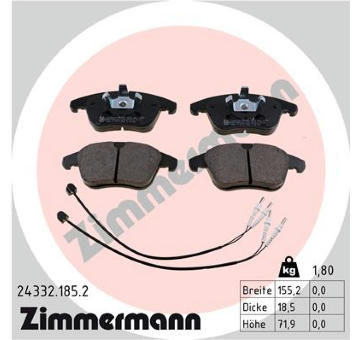 Sada brzdových destiček, kotoučová brzda ZIMMERMANN 24332.185.2