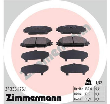 Sada brzdových destiček, kotoučová brzda ZIMMERMANN 24336.175.1