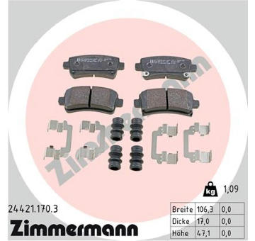 Sada brzdových destiček, kotoučová brzda ZIMMERMANN 24421.170.3