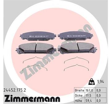 Sada brzdových destiček, kotoučová brzda ZIMMERMANN 24452.175.2