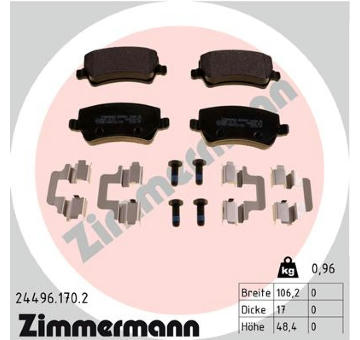 Sada brzdových destiček, kotoučová brzda ZIMMERMANN 24496.170.2