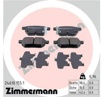 Sada brzdových destiček, kotoučová brzda ZIMMERMANN 24610.155.1