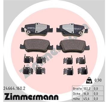 Sada brzdových destiček, kotoučová brzda ZIMMERMANN 24664.160.2