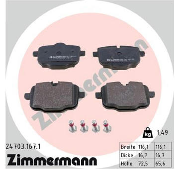 Sada brzdových destiček, kotoučová brzda ZIMMERMANN 24703.167.1