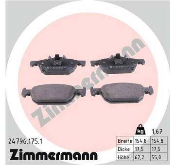 Sada brzdových destiček, kotoučová brzda ZIMMERMANN 24796.175.1