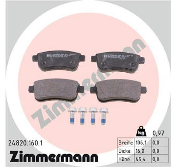 Sada brzdových destiček, kotoučová brzda ZIMMERMANN 24820.160.1