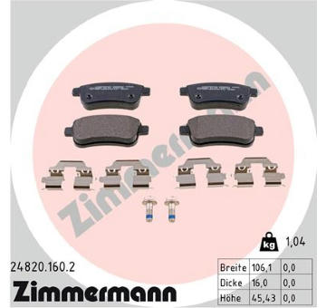 Sada brzdových destiček, kotoučová brzda ZIMMERMANN 24820.160.2